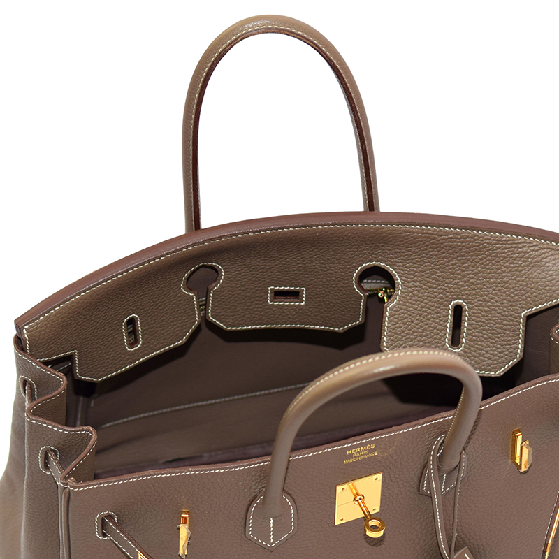 Hermès Etoupe Birkin 35cm of Togo Leather with Gold Hardware