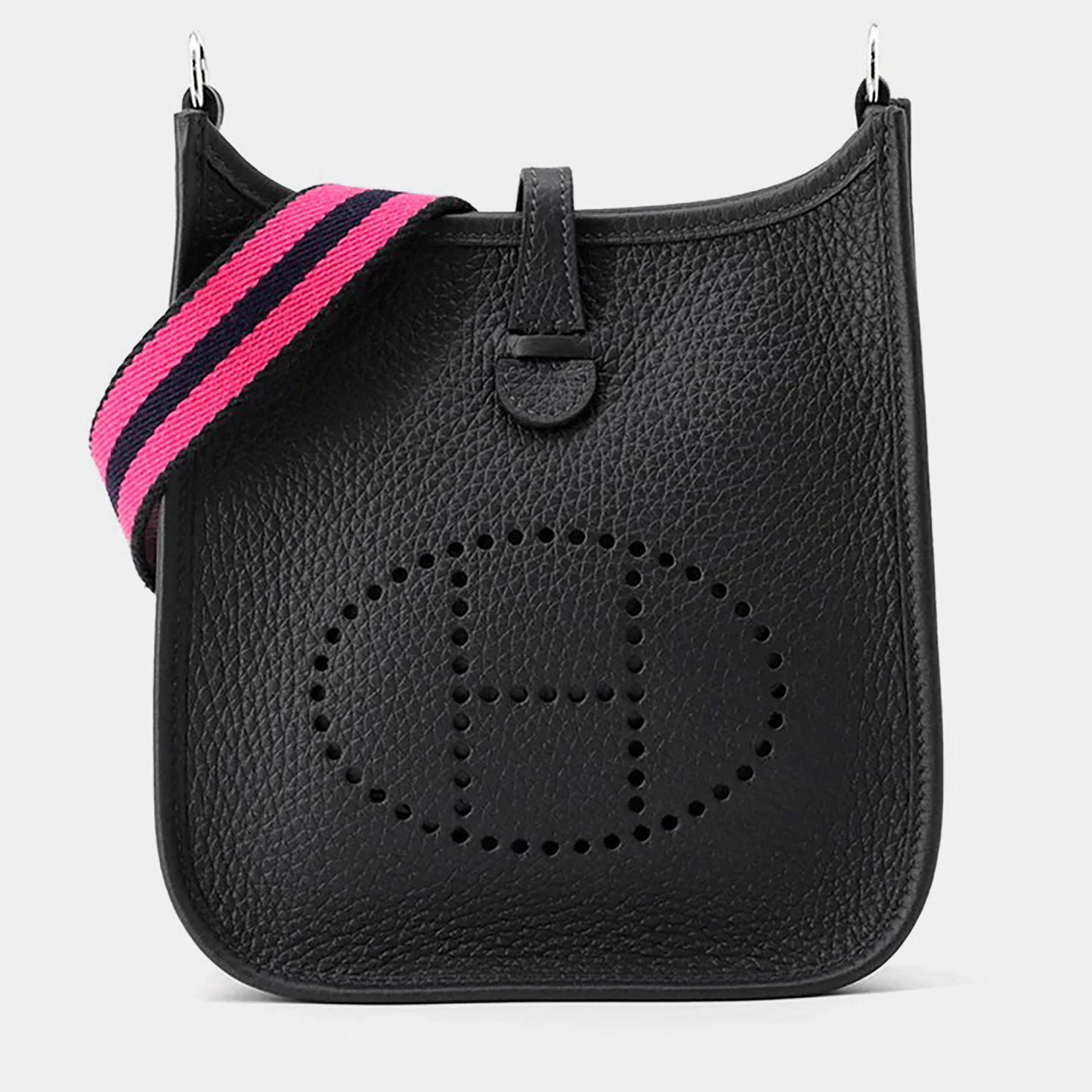 

Hermes Evelyne Amazon Long Caban/Rose Shocking/Blue Indigo Taurillon Clemence TPM, Black