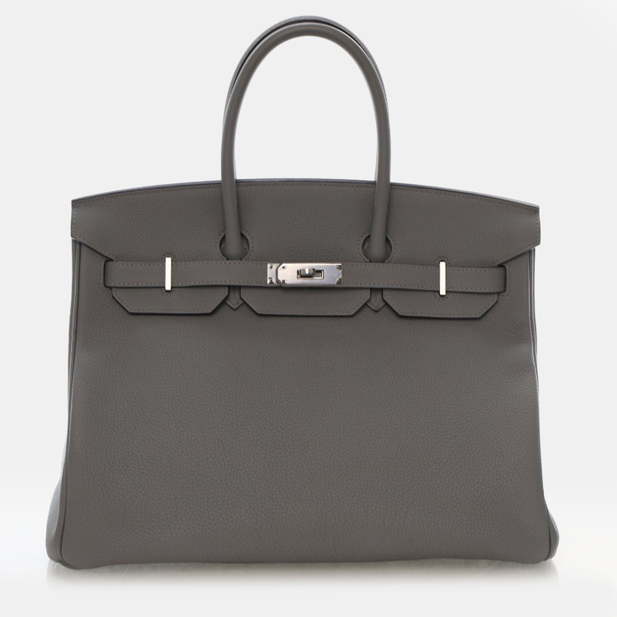 

Hermes Birkin 35 Gris Mouette Verso Togo Calfskin Leather Top Handle Bag, Blue