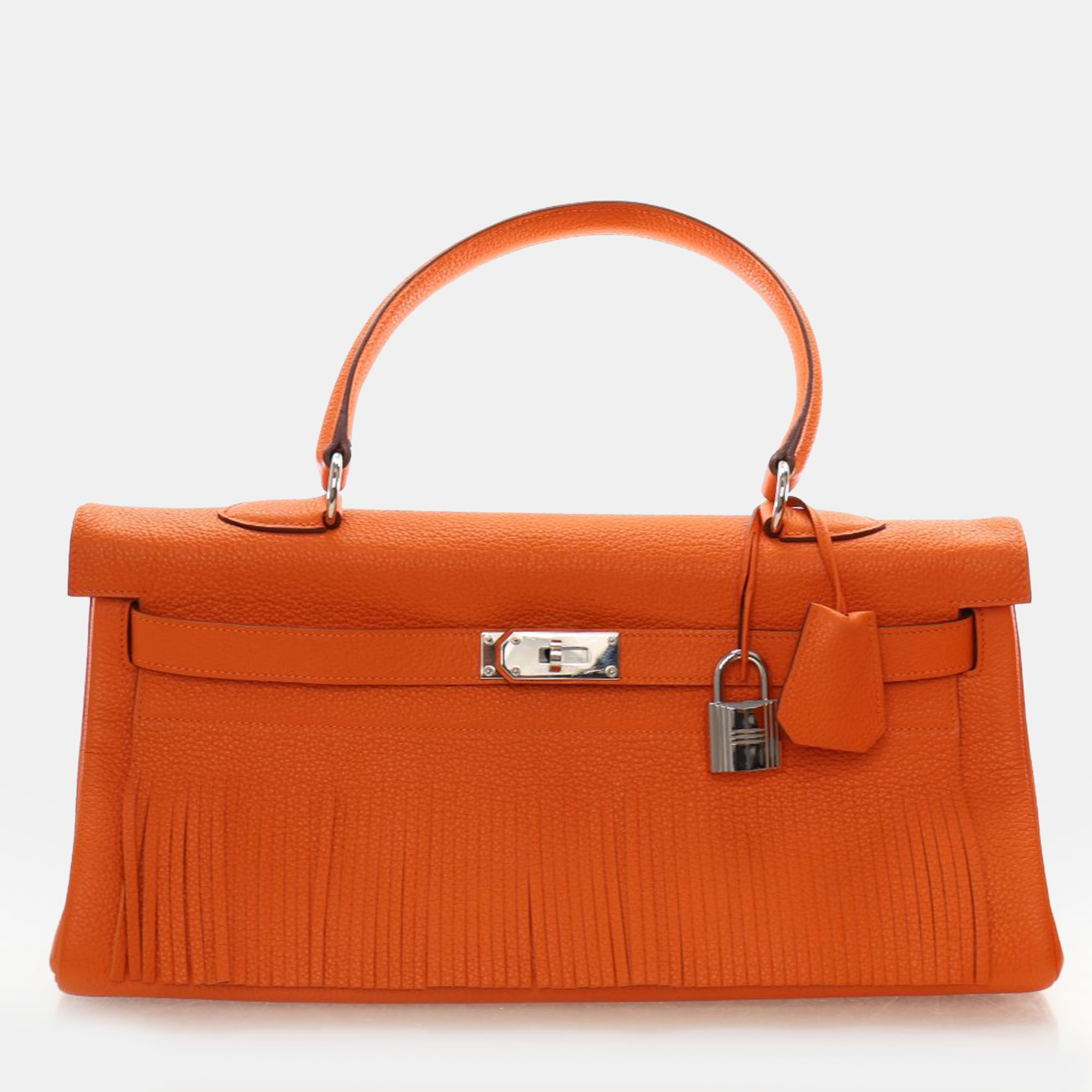 

Hermes Kelly Fringe 42 Orange Taurillon Clemence Leather Shoulder Bag
