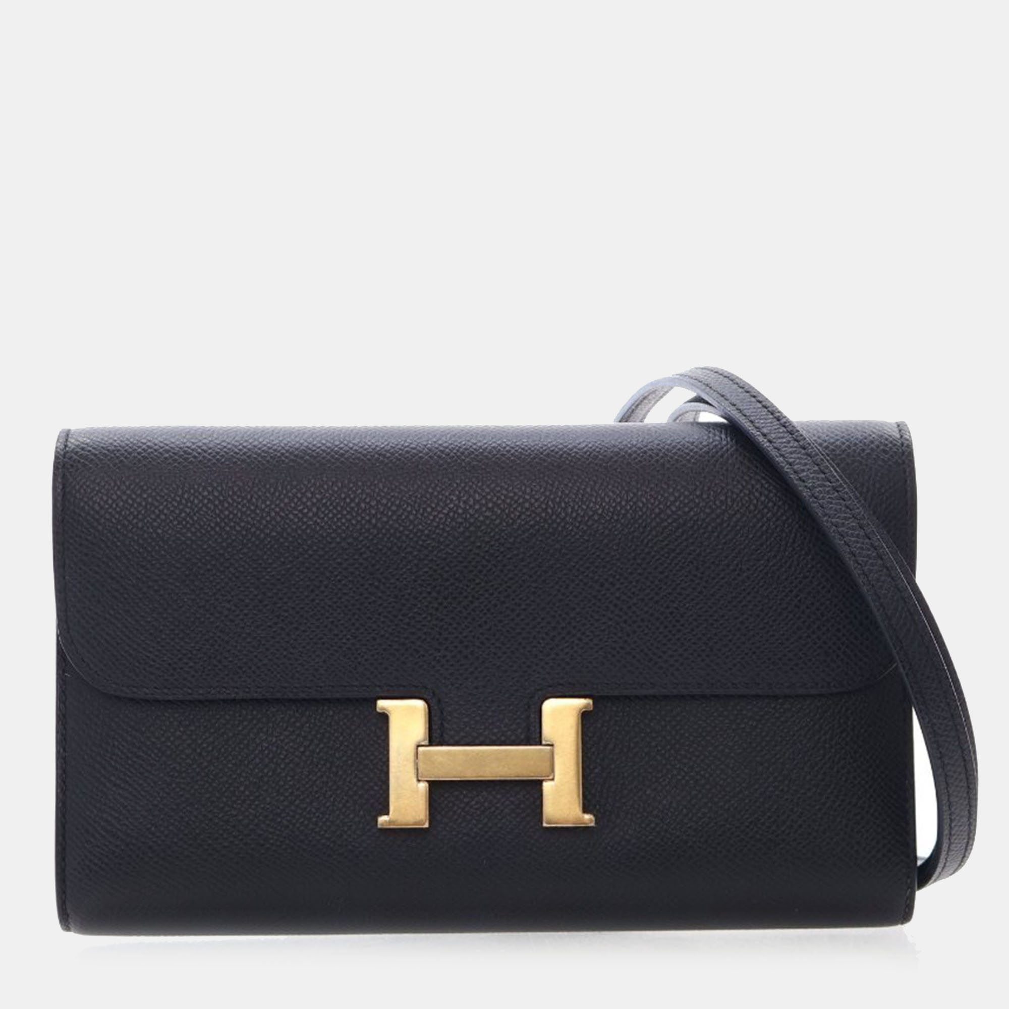 

Hermes Constance To Go Black Epsom Calfskin Leather Wallet on Chain