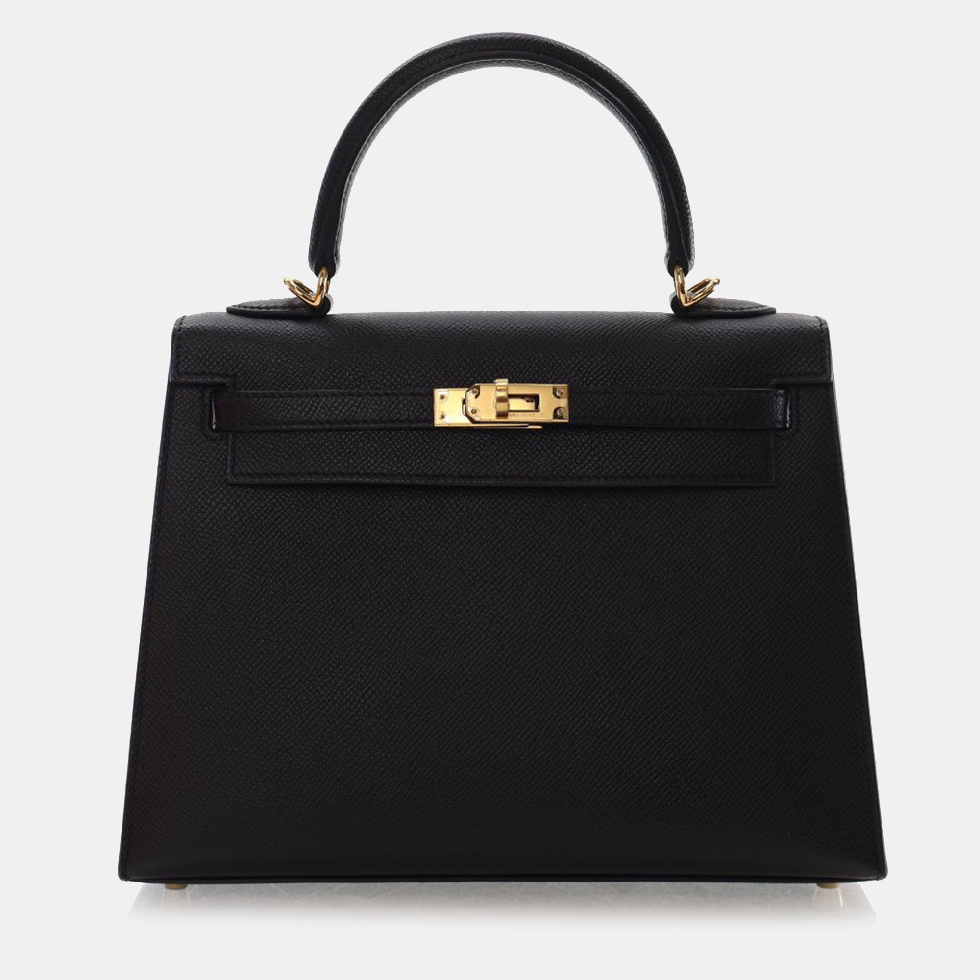

Hermes Sellier Kelly 25 Black Epsom Calfskin Leather Top Handle Bag