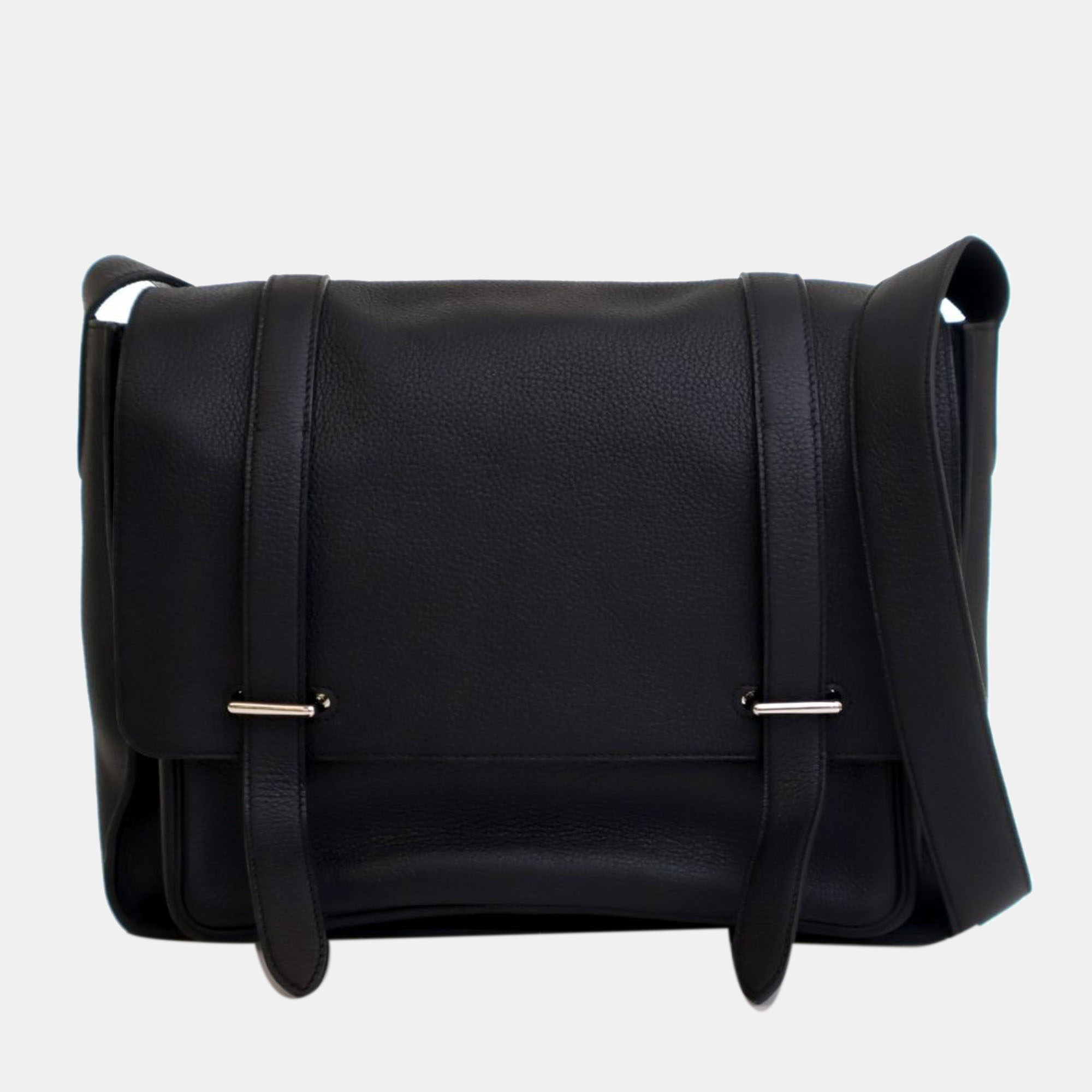 

Hermes Steve Caporal Black Taurillon Clémence Leather Messenger Bag