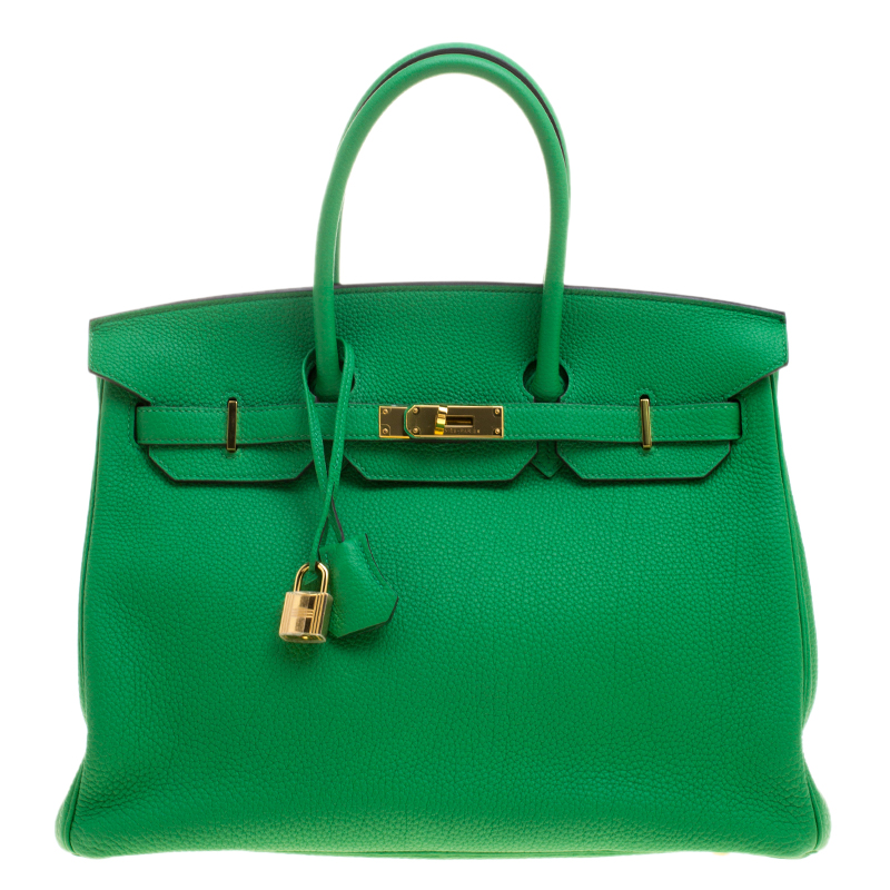 Hermes Bambou Clemence Leather Gold Hardware Birkin 35 Bag