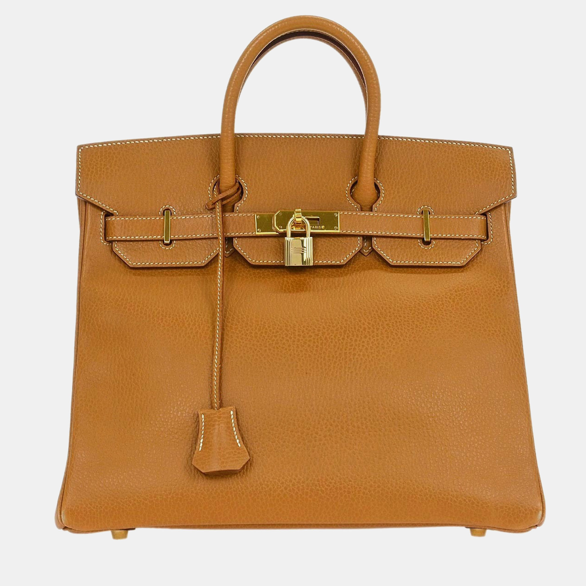 

Hermes Haut a Courroies 32 Brown Vachette Grainee des Ardennes Leather Top Handle Bag