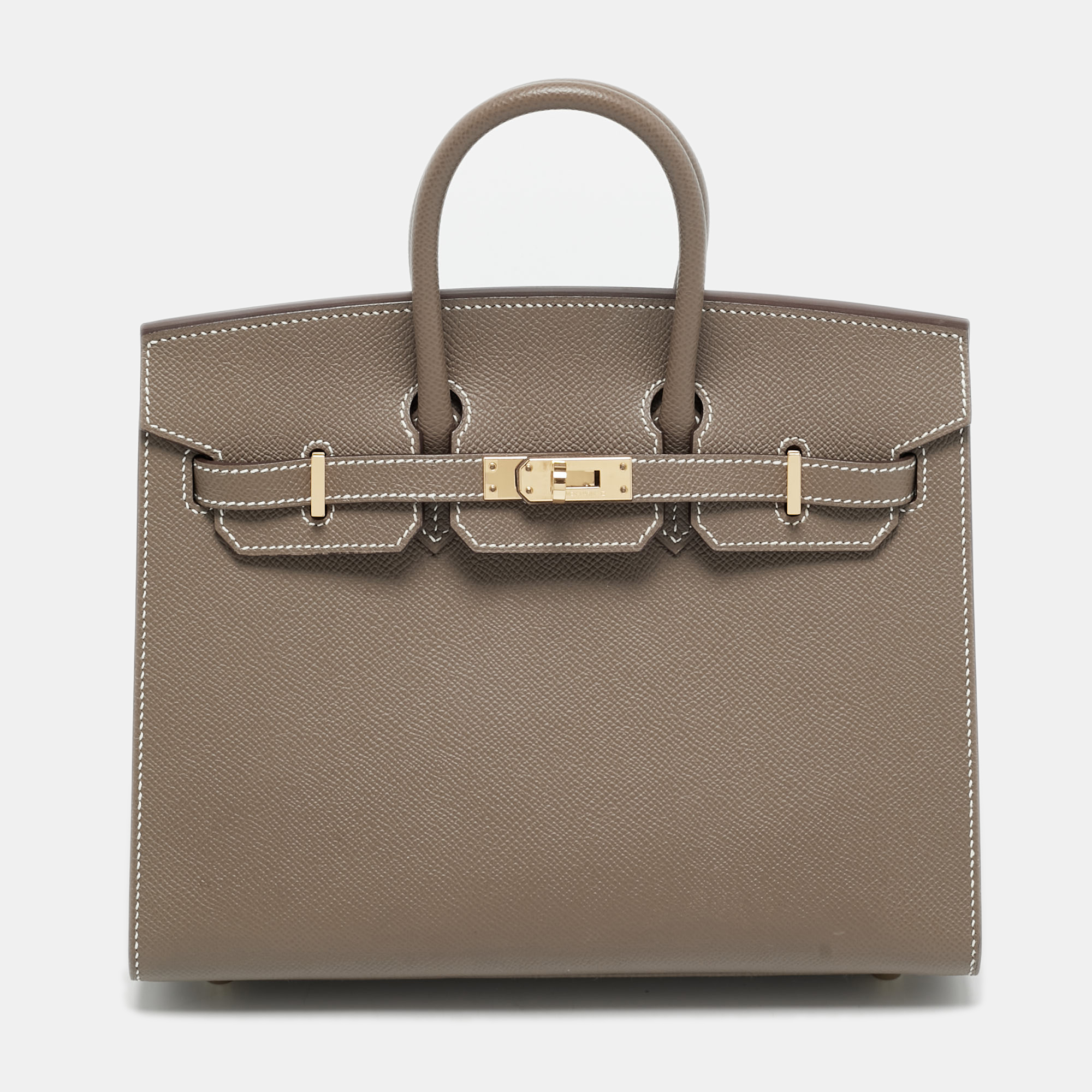 

Hermes Birkin Sellier 25 Gold Finish Etoupe Epsom Leather Tote, Grey