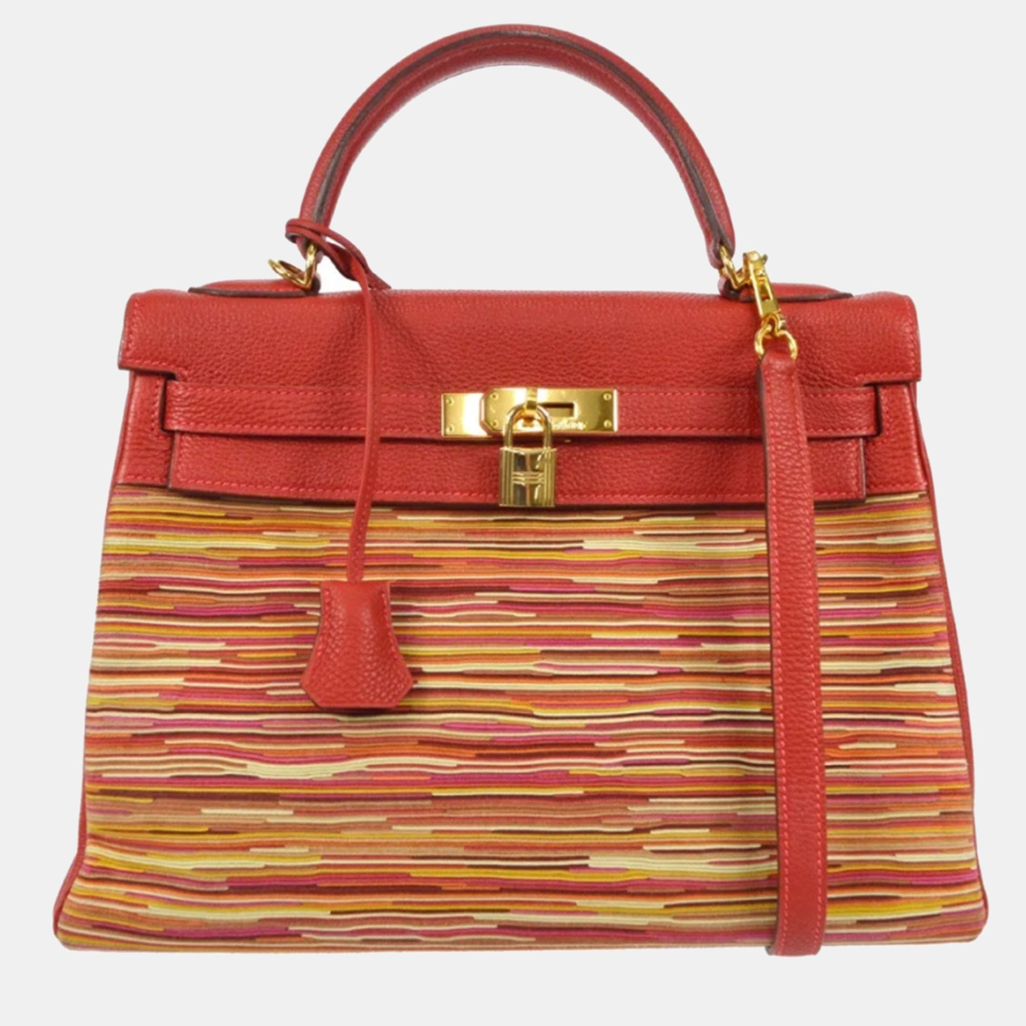

Hermes Red Vibrato Togo Kelly 32 Retourne 2way Handbag