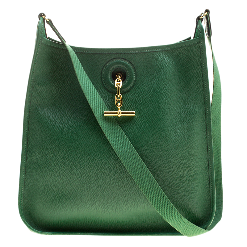 Hermes Green Courchevel Leather Vespa PM Bag Hermes