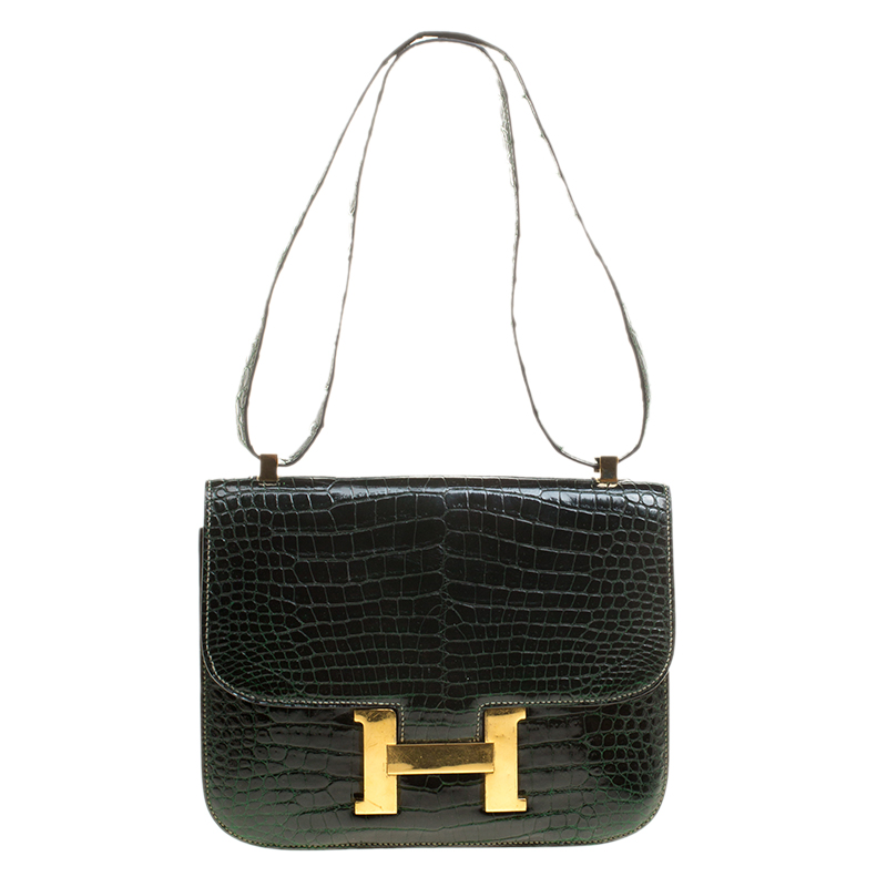 Hermes Dark Green Crocodile Vintage Constance 23 Bag Hermes | The ...