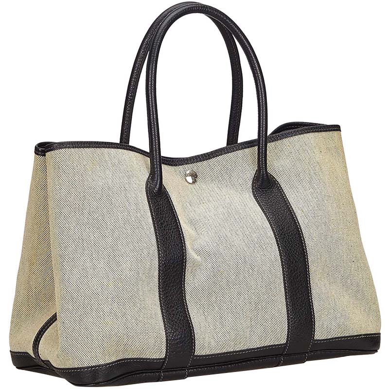 

Hermes Gray/Black Canvas And Leather Garden Party PM Tote Bag, Multicolor