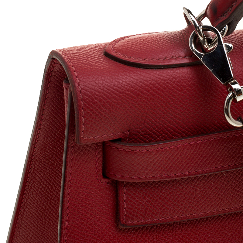 Hermes Rouge Garance Epsom Leather Palladium Hardware Kelly Sellier 32 Bag  Hermes