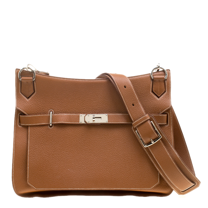 Pre Owned Hermes Brown Clemence Leather Palladium Hardware Jypsiere 37 Bag