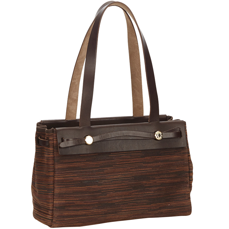 

Hermes Dark Brown Herbag Cabas PM Tote Bag