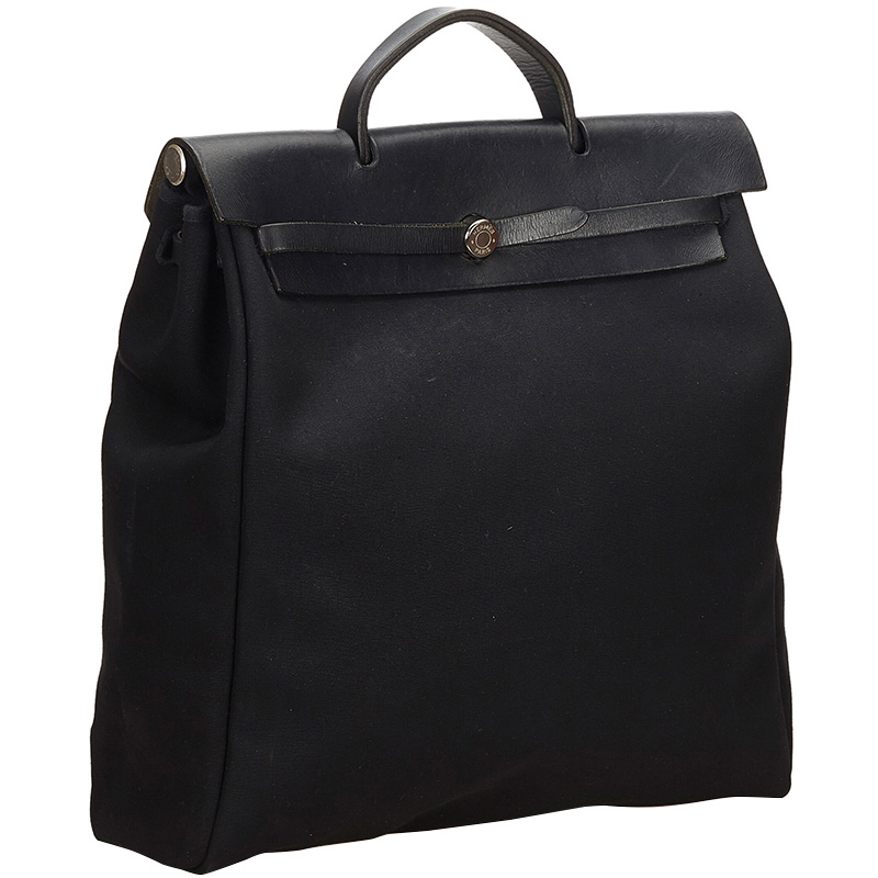 

Hermes Black Canvas Herbag MM