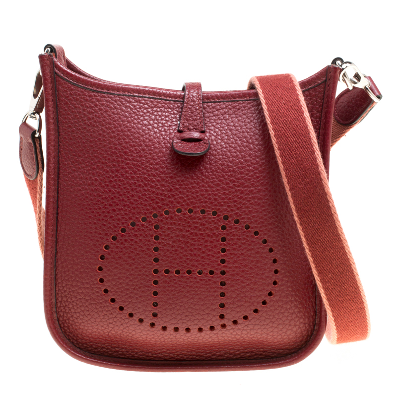 Hermes Bordeaux Clemence Leather Evelyne TPM Bag