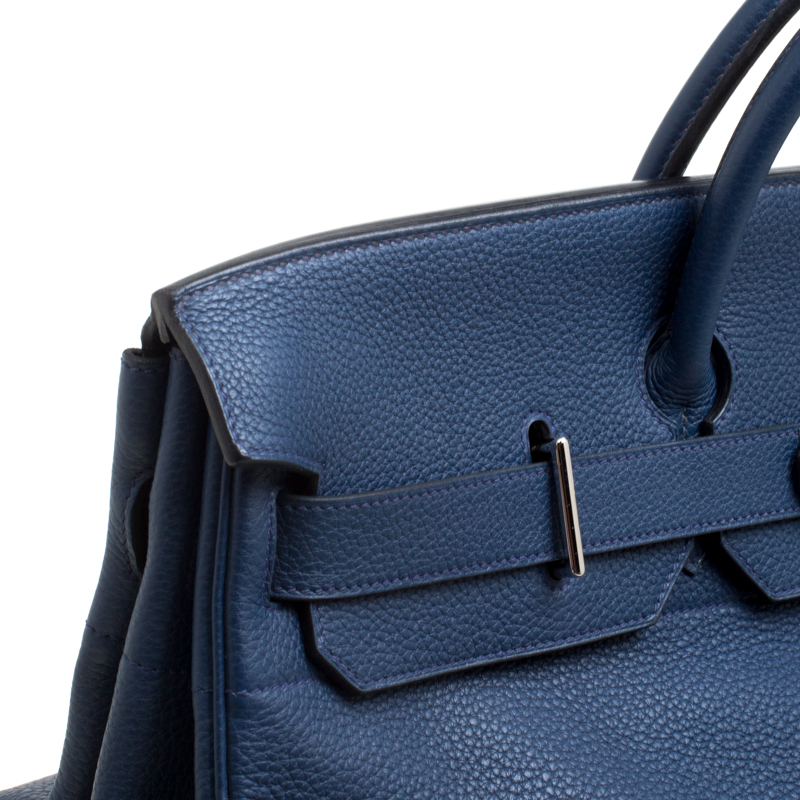 Hermès Blue Clemence Leather Haut a Courroies Birkin 45 HAC s27h9 at  1stDibs