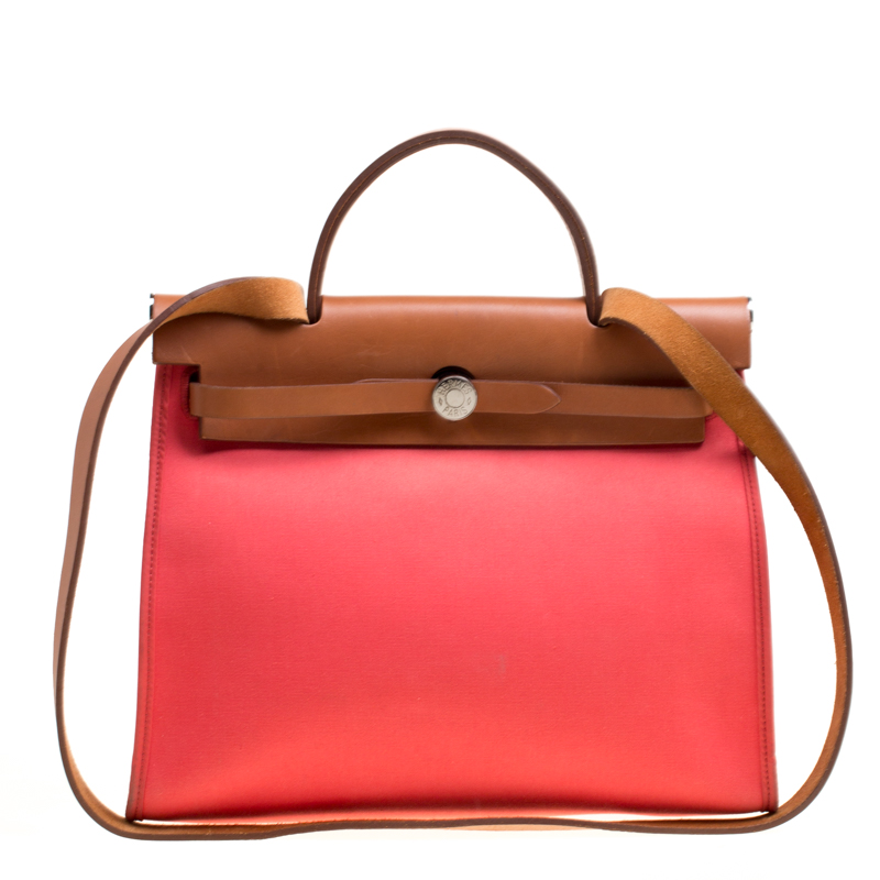 Hermes Bougainvillea Canvas and Leather Herbag Zip 39 Bag