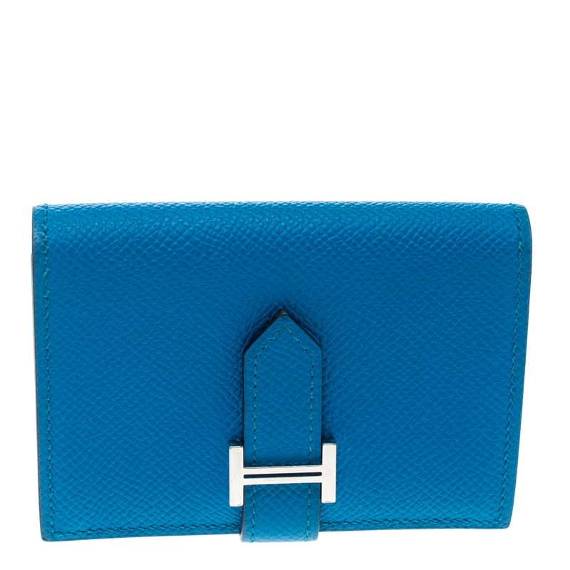 Hermes Teal Blue Epsom Leather Bearn Card Holder Hermes | The Luxury Closet