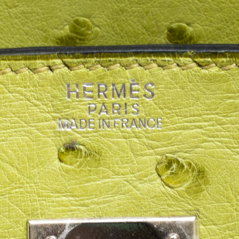 Hermes Birkin Handbag Green Ostrich with Palladium Hardware 30 Green 2377711