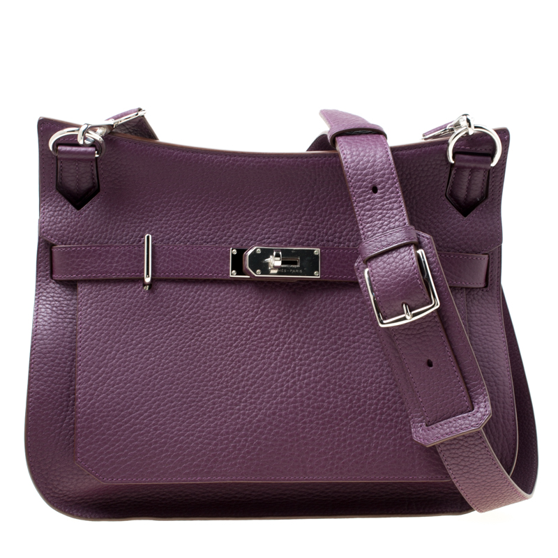 Pre Owned Hermes Violet Fjord Leather Palladium Hardware Jypsiere 34 Bag