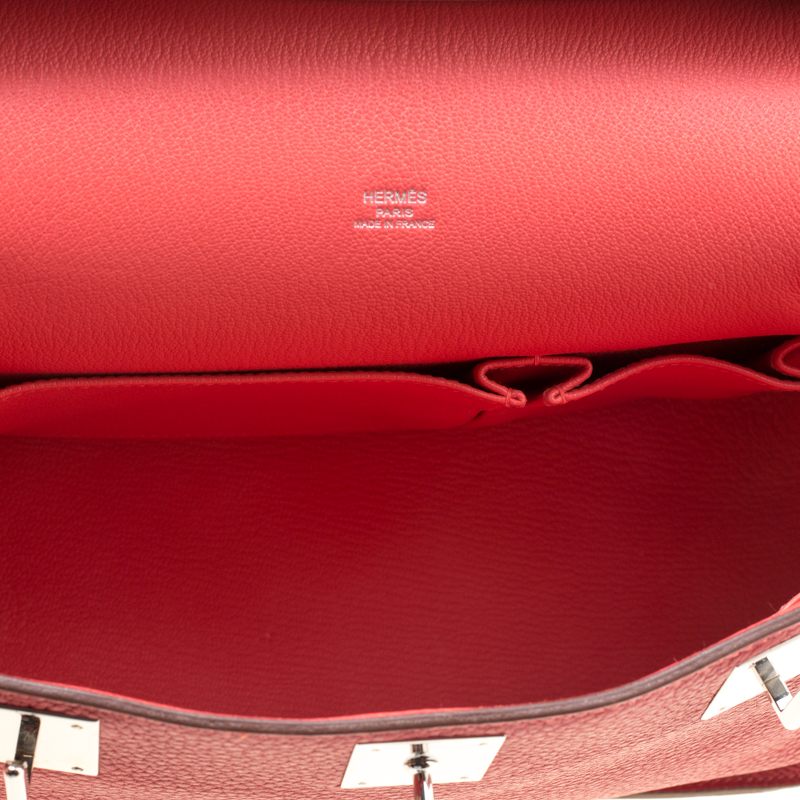 HERMES BIRKIN BAG RED HOT ROUGE GARANCE JYPSIERE / GYPSY 34cm at