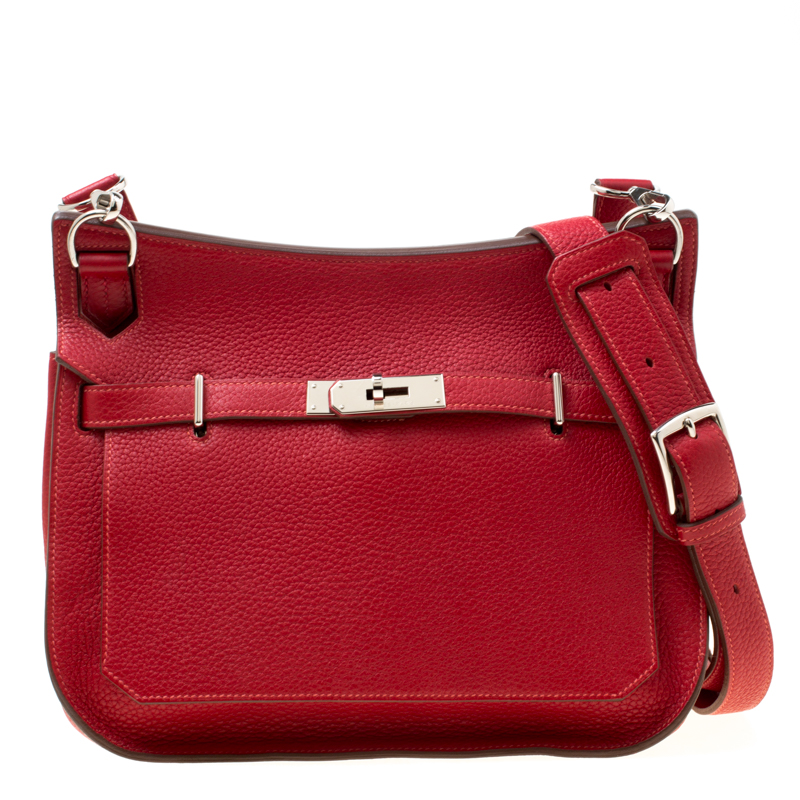 Pre Owned Hermes Rouge Garance Togo Leather Jypsiere 28 Bag