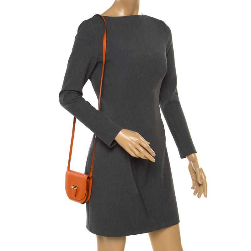 

Hermes Feu Evercolor Leather Gold Hardware Mini Convoyeur Bag, Orange