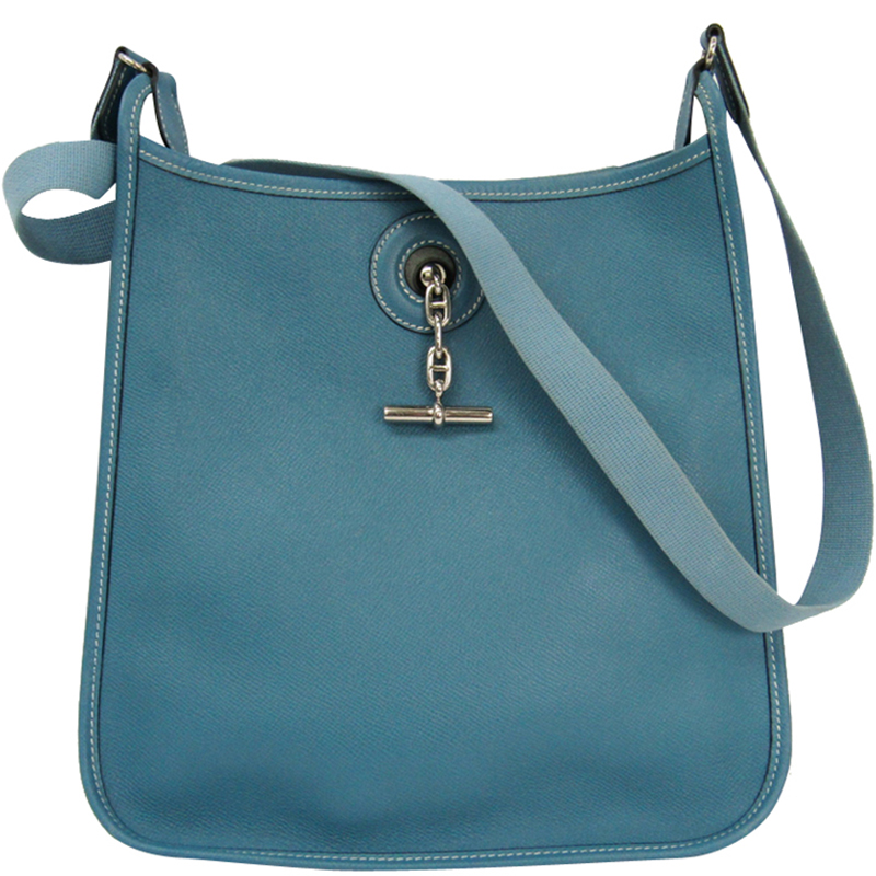 Hermes Blue Jean Courchevel Leather Vespa Shoulder Bag