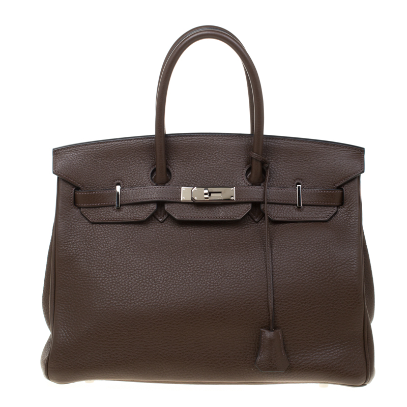 Hermes Cacao Togo Leather Palladium Hardware Birkin 35 Bag