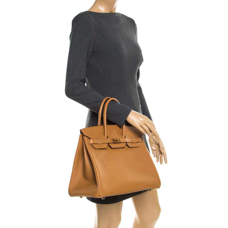

Hermes Jaune d'or Epsom Leather Gold Hardware Birkin 35 Bag, Yellow