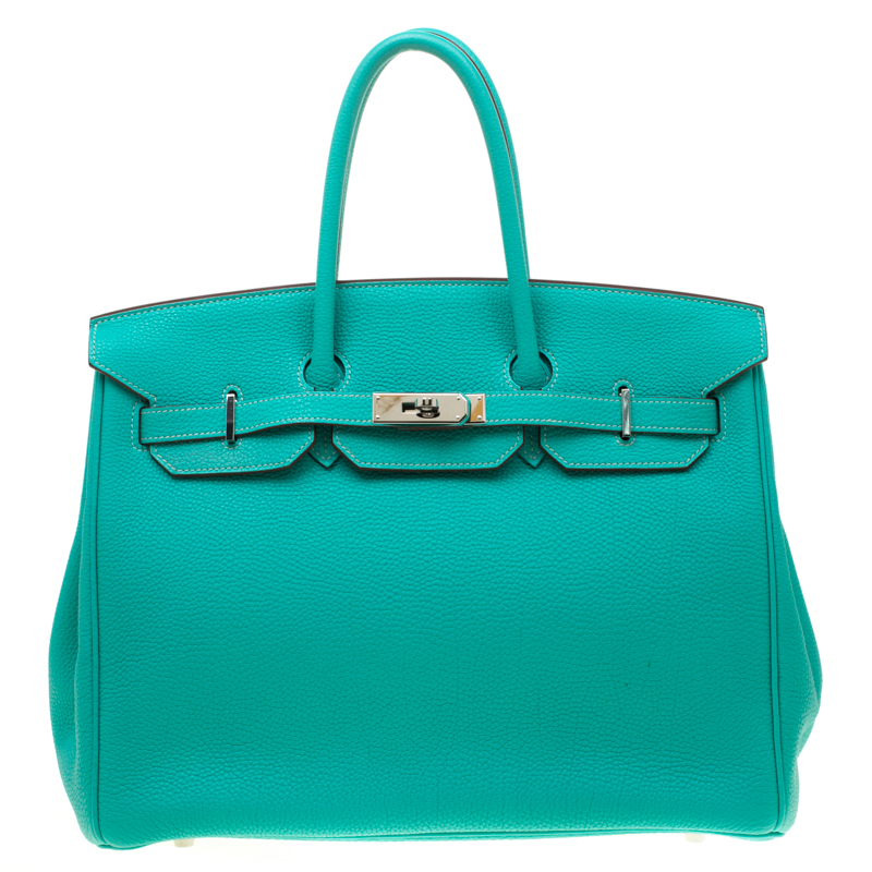 Hermes Menthe Togo Leather Palladium Hardware Birkin 35 Bag