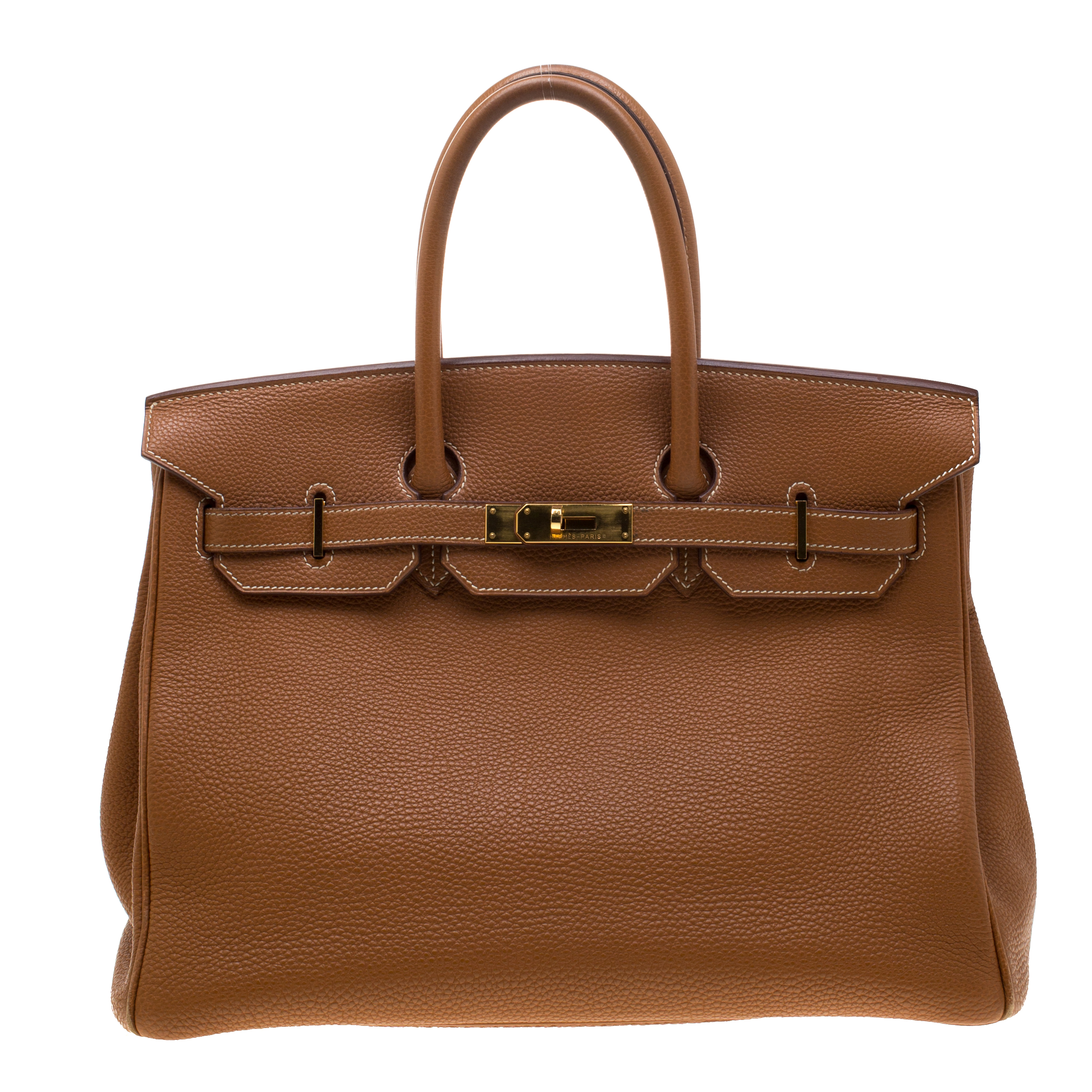Pre Owned Hermes Brown Togo Leather Gold Hardware Birkin 35 Bag