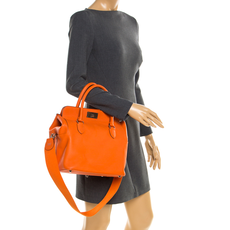 

Hermes Orange Taurillon Novillo Leather Palladium Hardware Toolbox 26 Bag