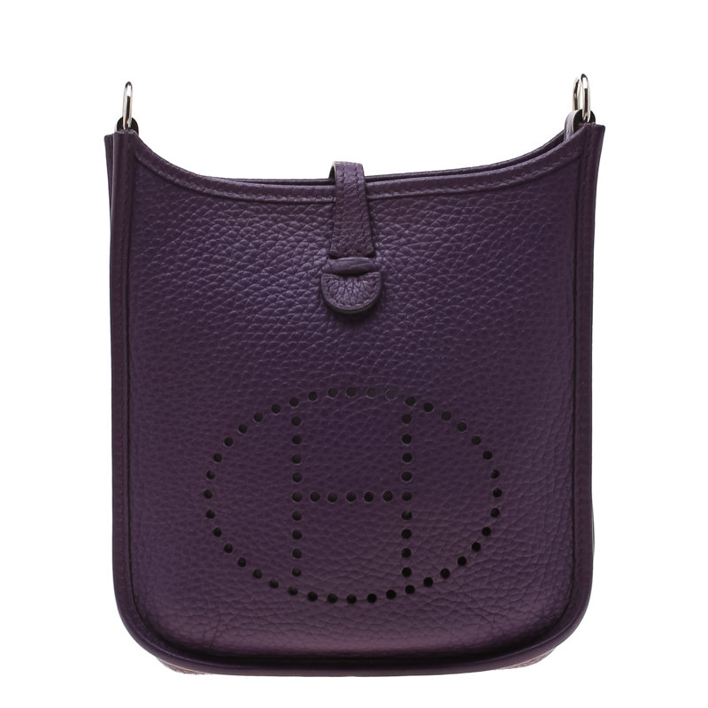 Pre Owned Hermes Ultraviolet Clemence Leather Evelyne TPM Bag