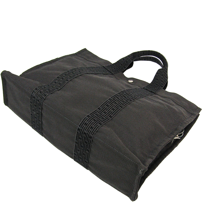 

Hermes Grey/Black Canvas Herline MM Tote