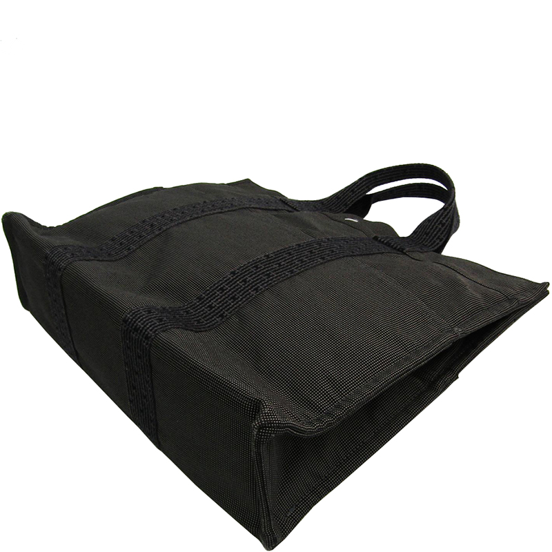 

Hermes Grey/Black Canvas Herline MM Tote