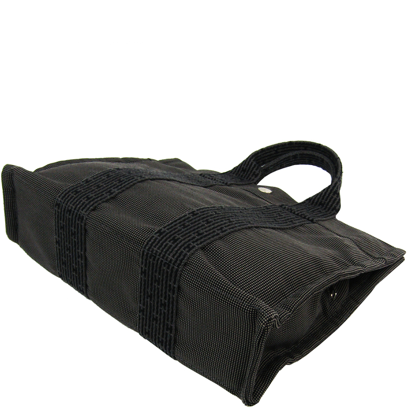 

Hermes Grey/Black Canvas Herline PM Tote
