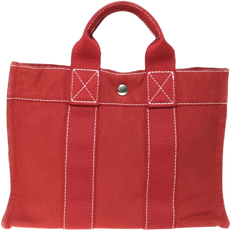 

Hermes Red Canvas Fourre Tout PM Bag