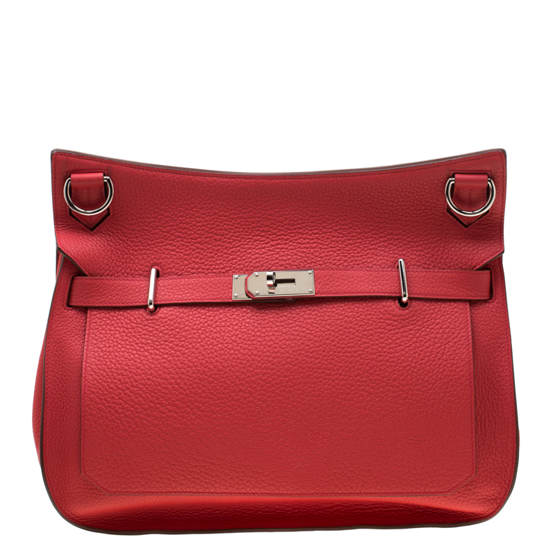 Pre Owned Hermes Bougainvillea Clemence Leather Palladium Hardware Jypsiere 37 Bag