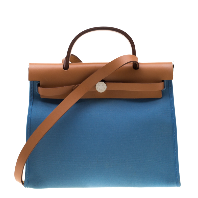 Hermes Blue/Brown Canvas and Leather Herbag Zip 31 Bag Hermes | The ...