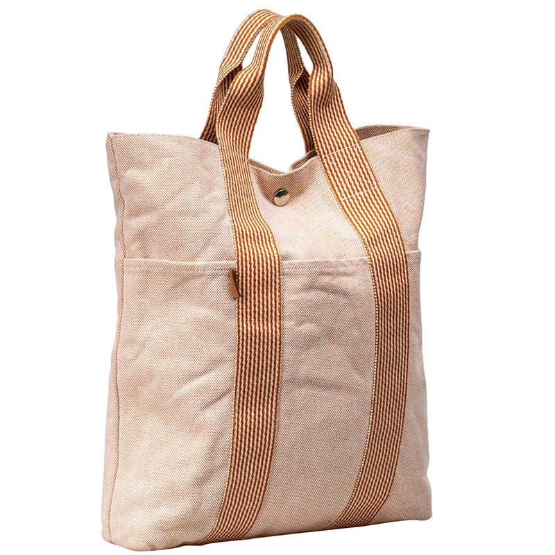 

Hermes Natural Toile Canvas Fourre-Tout Cabas Shopping Bag Tote, Multicolor