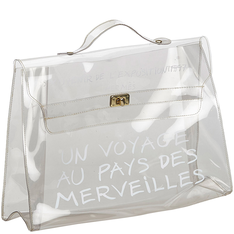 

Hermes Clear Vinyl Vintage Kelly Bag, White