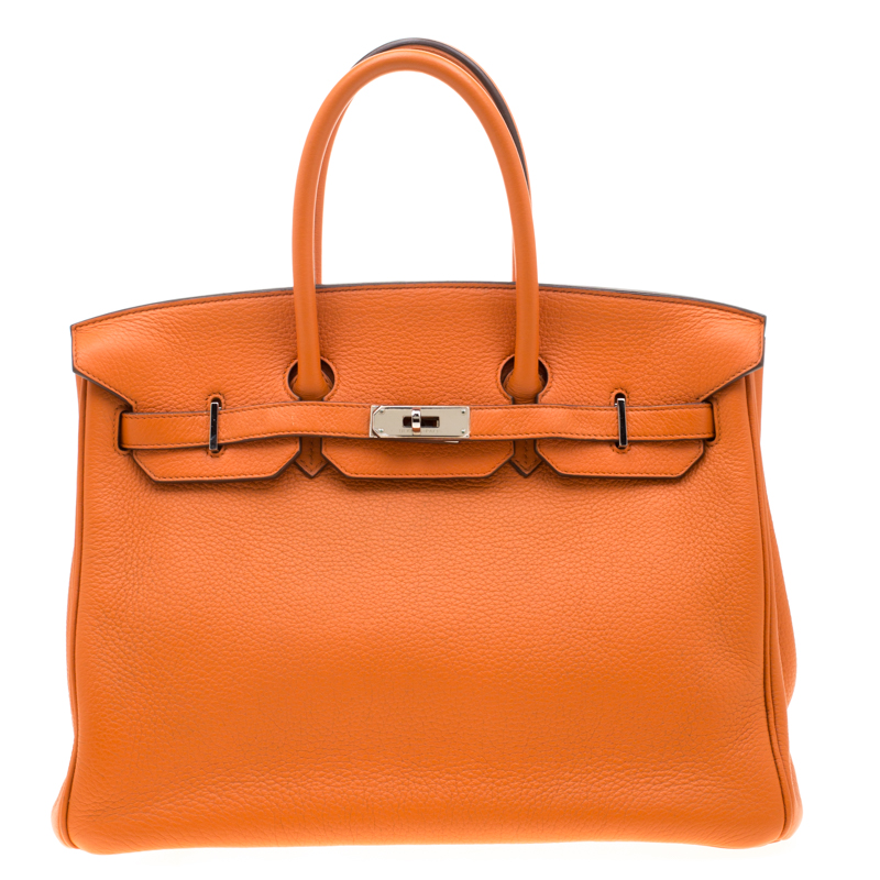 Hermes Orange Togo Leather Palladium Hardware Birkin 35 Bag Hermes | TLC