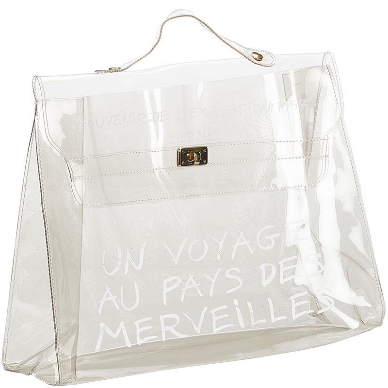 

Hermes Clear Vinyl Vintage Kelly Bag, White