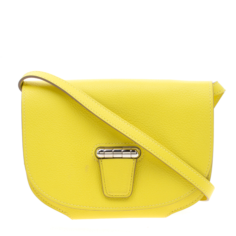 Pre Owned Hermes Lime Swift Leather Mini Convoyeur Wallet