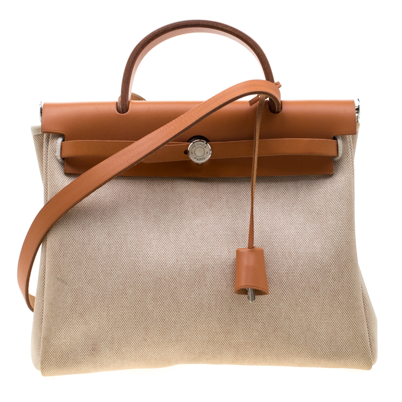 Hermes Beige/Tan Canvas and Leather Herbag Zip 31 Bag Hermes | The ...