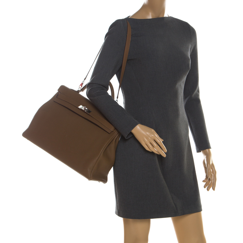

Hermes Brown Togo Leather Palladium Hardware Kelly Retourne 40 Bag
