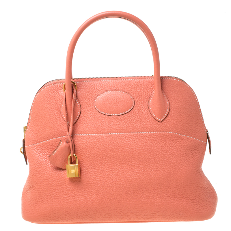 Hermes Rose Candy Togo Leather Bolide 31 Bag