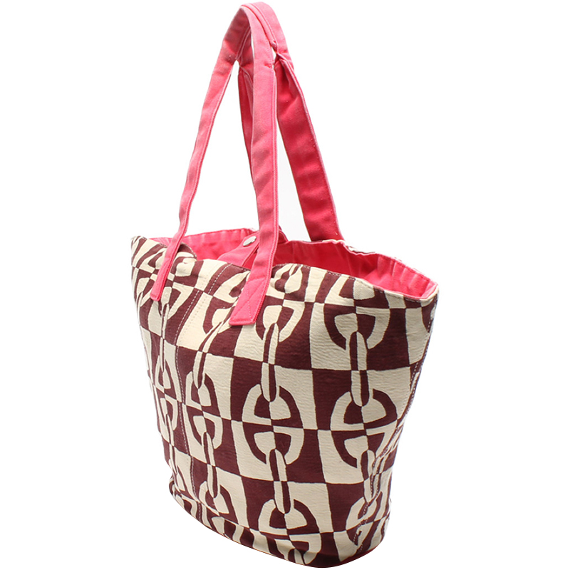 

Hermes Pink Canvas Tote Bag, Beige