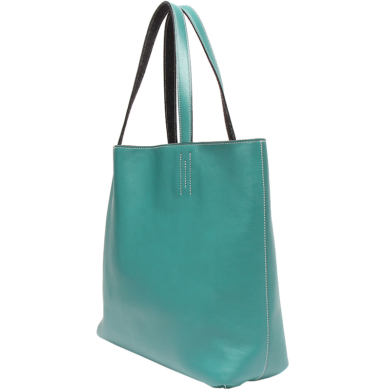 

Hermes Blue Leather Tote Bag